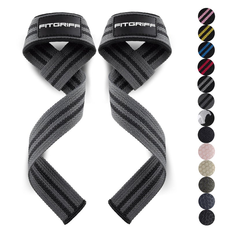FitgriffÂ® Lifting Wrist Straps for Weightlifting, Gym, Deadlift, Workout (Made of Premium Cotton & Padded) - Men & Women (Standard, Grey) - Image 1